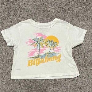 Billabong White Short Sleeve Tee with Tropical Graphics